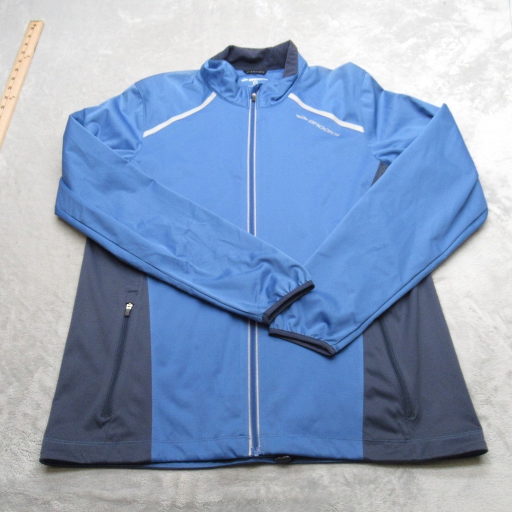 Brooks Cycling Jacket Men Medium Blue Full Zip Light NightLife Infiniti Running